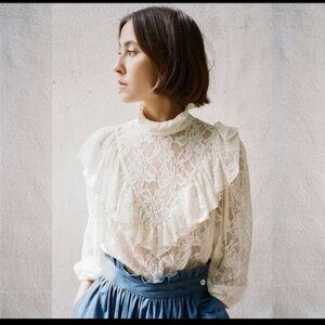 Horses Atelier - Ruffled Blouse - Italian Lace - Size 1 - EUC